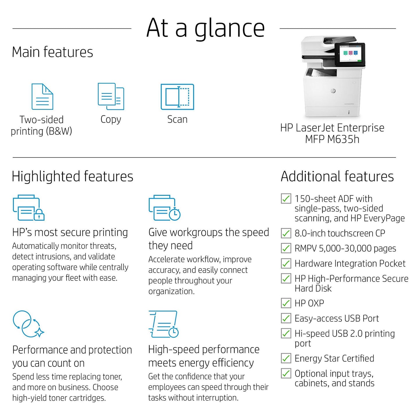 L HP LaserJet Enterprise MFP M635h Laser-Multifunktionsdrucker 3in1 A4 LAN Duplex ADF