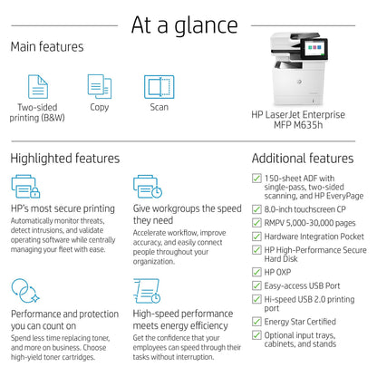L HP LaserJet Enterprise MFP M635h Laser-Multifunktionsdrucker 3in1 A4 LAN Duplex ADF