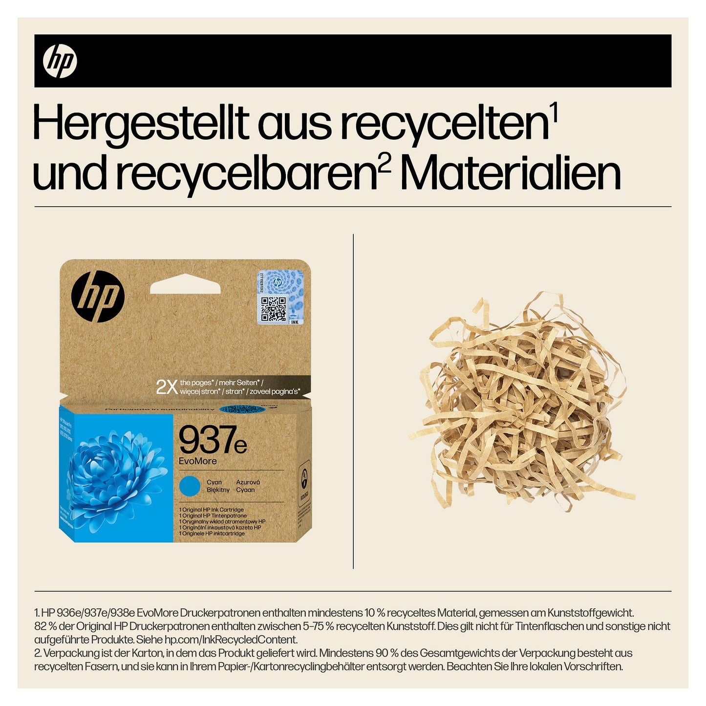 HP 937e EvoMore Cyan Original Ink Cartridge