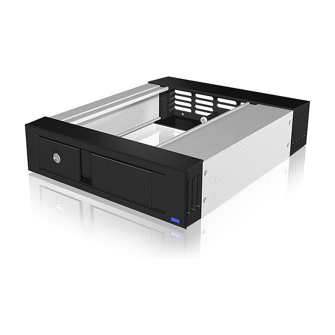 Wechselrahmen. 1xSATA/SAS 3.5" zu 1xSATA Host in 5.25" Einbauschacht. EasySwap trägerlos. Alu/ Plastik ICY BOX