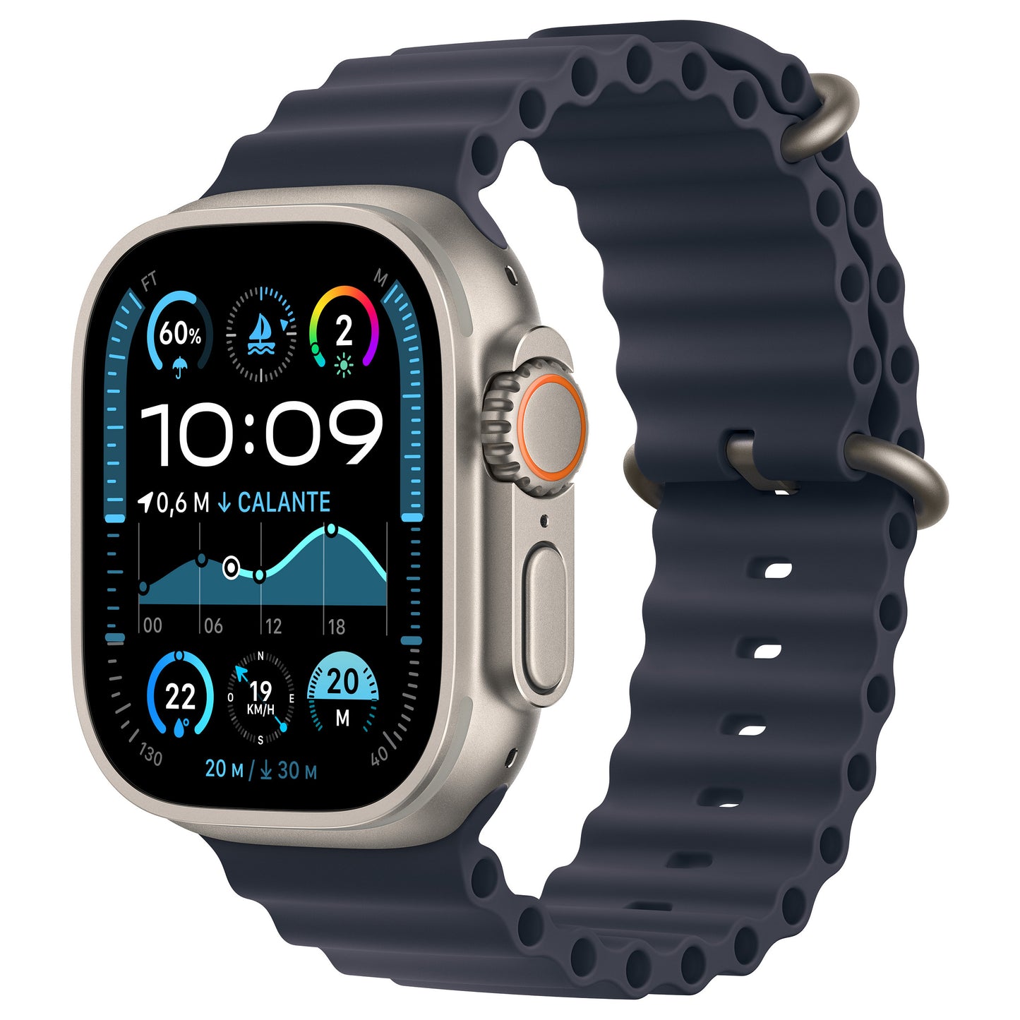APPLE Watch Ultra 2 GPS + Cellular 49mm Natural Titanium Case with Navy Ocean Band