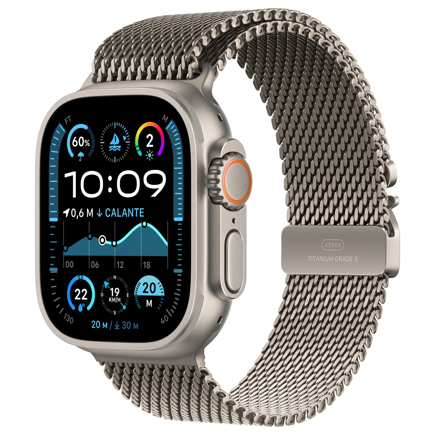 APPLE Watch Ultra 2 GPS + Cellular 49mm Natural Titanium Case with Natural Titanium Milanese Loop - S