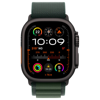 APPLE Watch Ultra 2 GPS + Cellular 49mm Black Titanium Case with Dark Green Alpine Loop - Medium