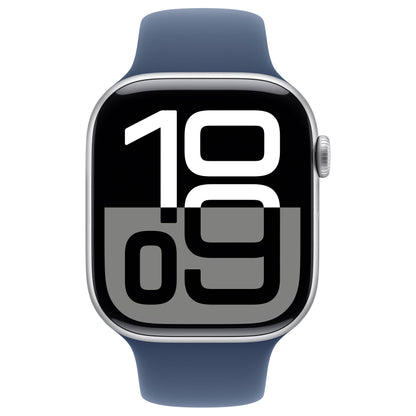 APPLE Watch Series 10 GPS 46mm Silver Aluminium Case with Denim Sport Band - S/M