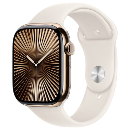 APPLE Watch Series 10 GPS + Cellular 46mm Gold Titanium Case with Starlight Sport Band - M/L