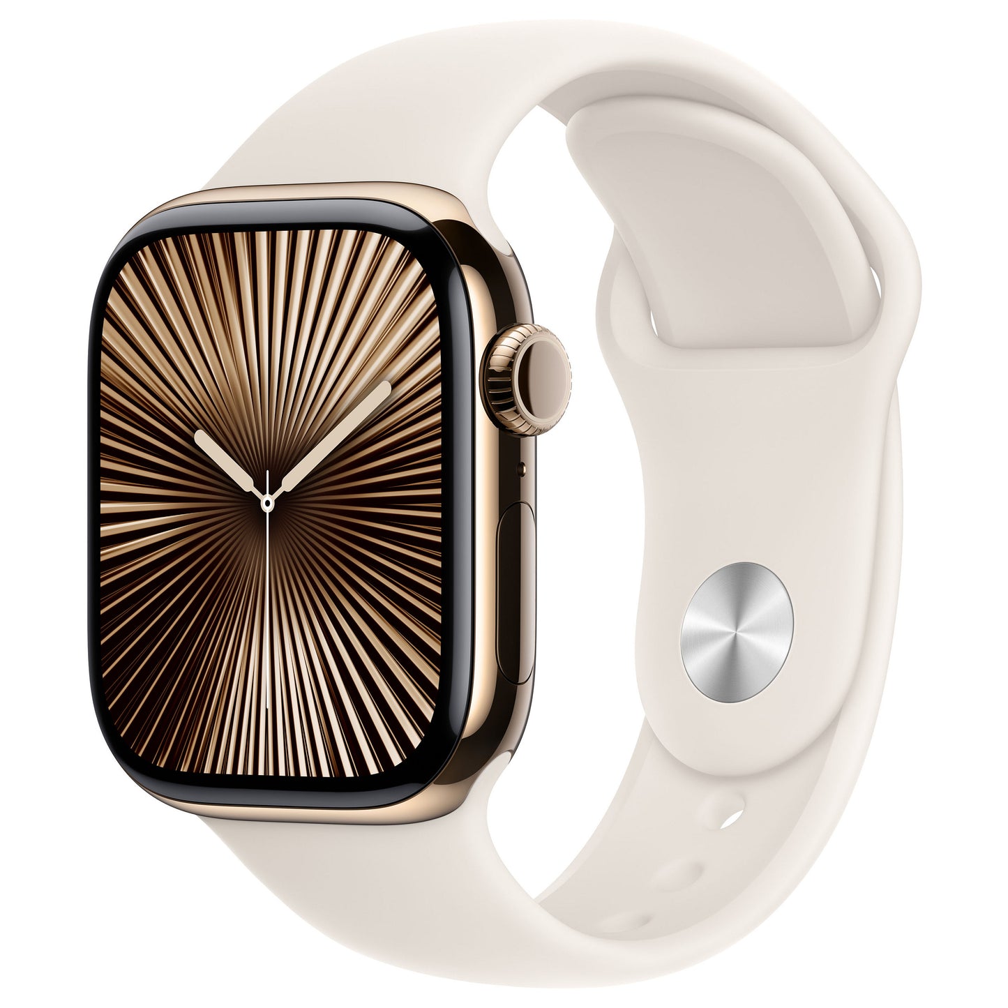 APPLE Watch Series 10 GPS + Cellular 42mm Gold Titanium Case with Starlight Sport Band - S/M