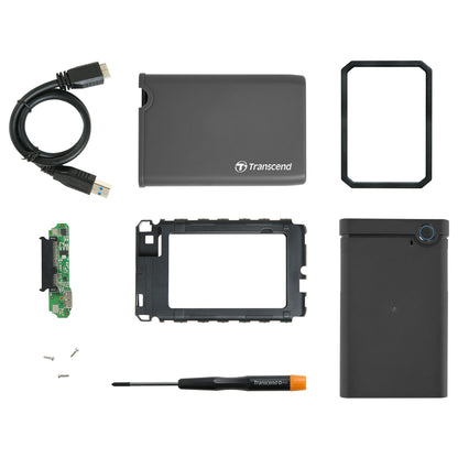 TRANSCEND StoreJet 25CK3 SSD/HDD 0GB extern 6,4cm 2,5Zoll SATA 6GB/s Upgrade Kit Leergehäuse