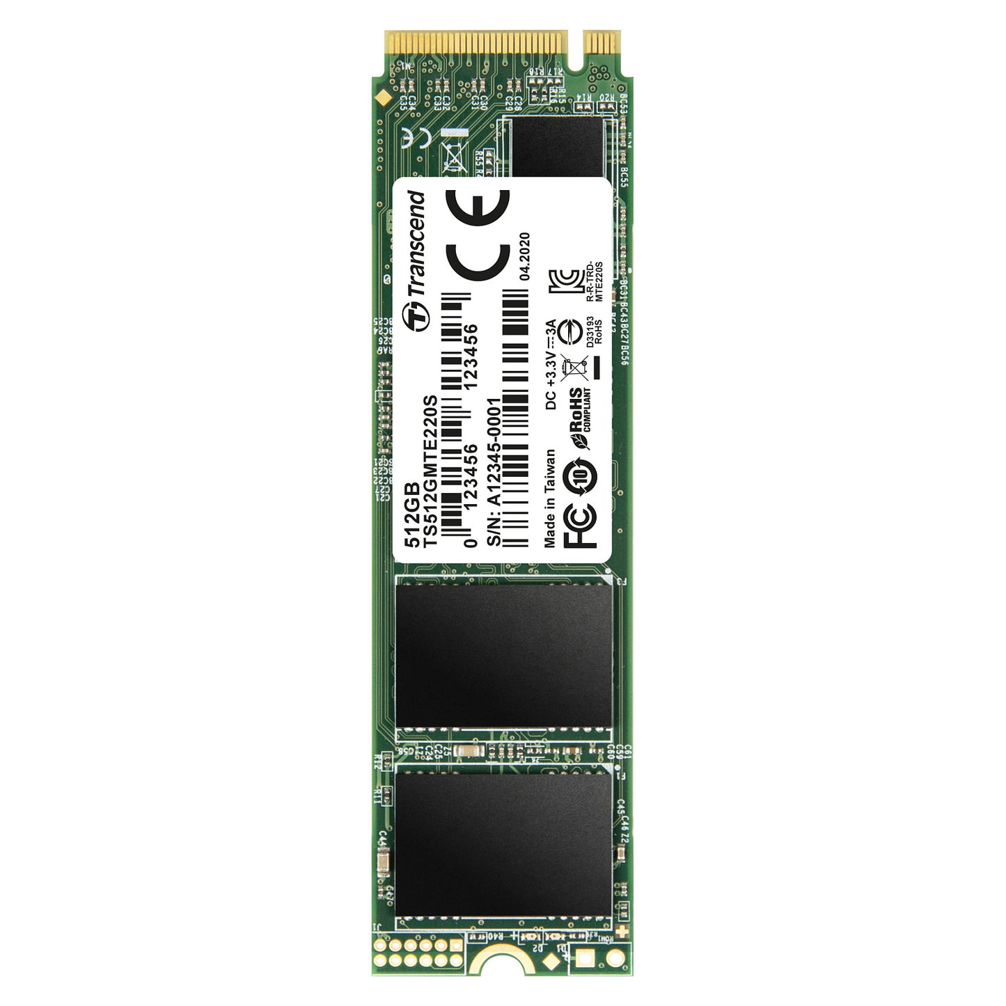 TRANSCEND 512GB M.2 2280 PCIe Gen3x4 M-Key 3D TLC with Dram