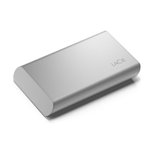 LACIE Portable SSD USB-C 500GB externe tragbare Festplatte mit Rescue Service Moon Silver
