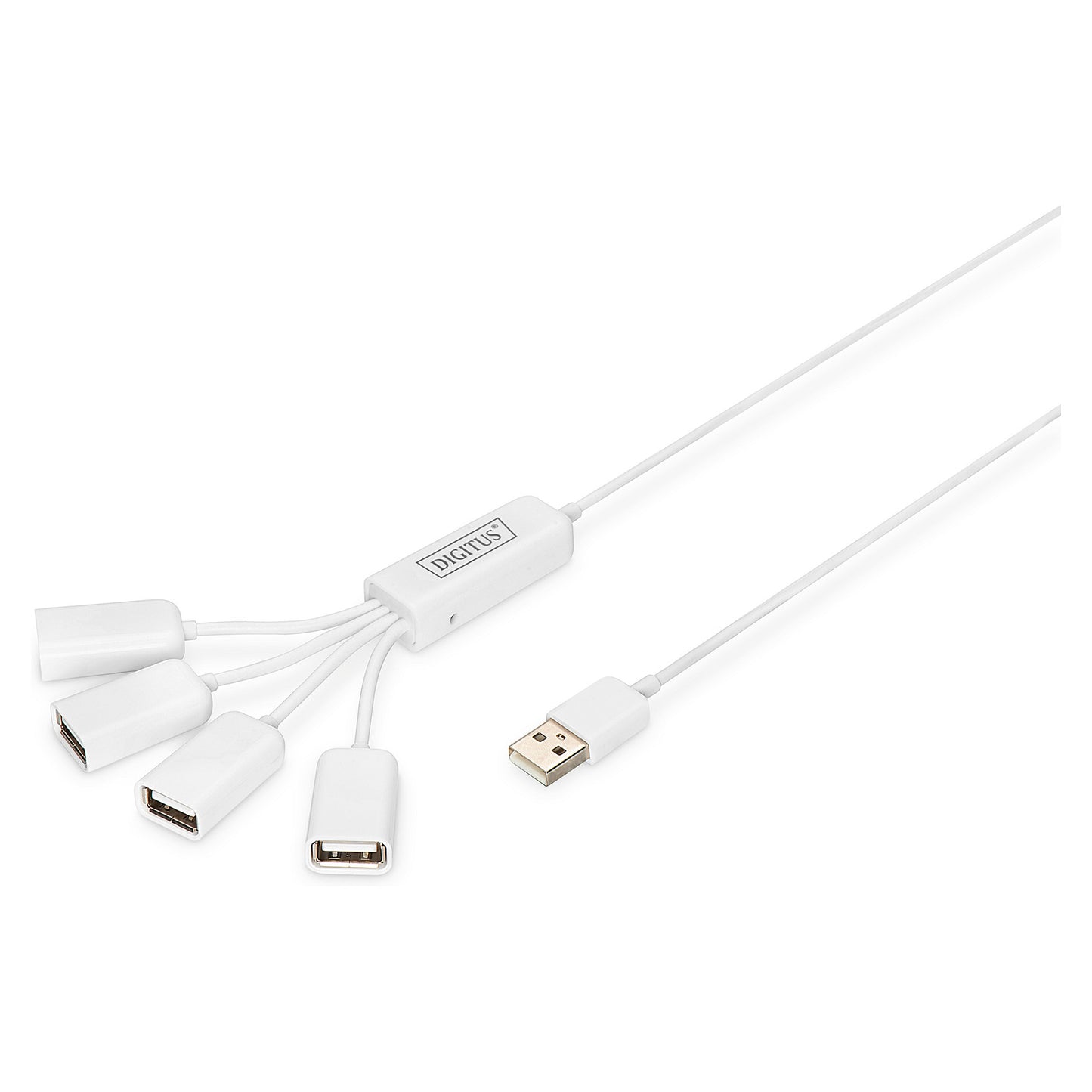 DIGITUS USB-Hub 4-Port 2.0->4xA2.0 integr. Kabel weiß