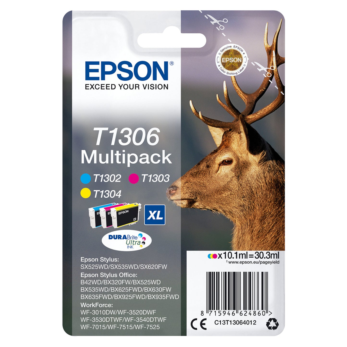 Epson Tinte T1306 C13T13064012 3er Multipack (MCY)