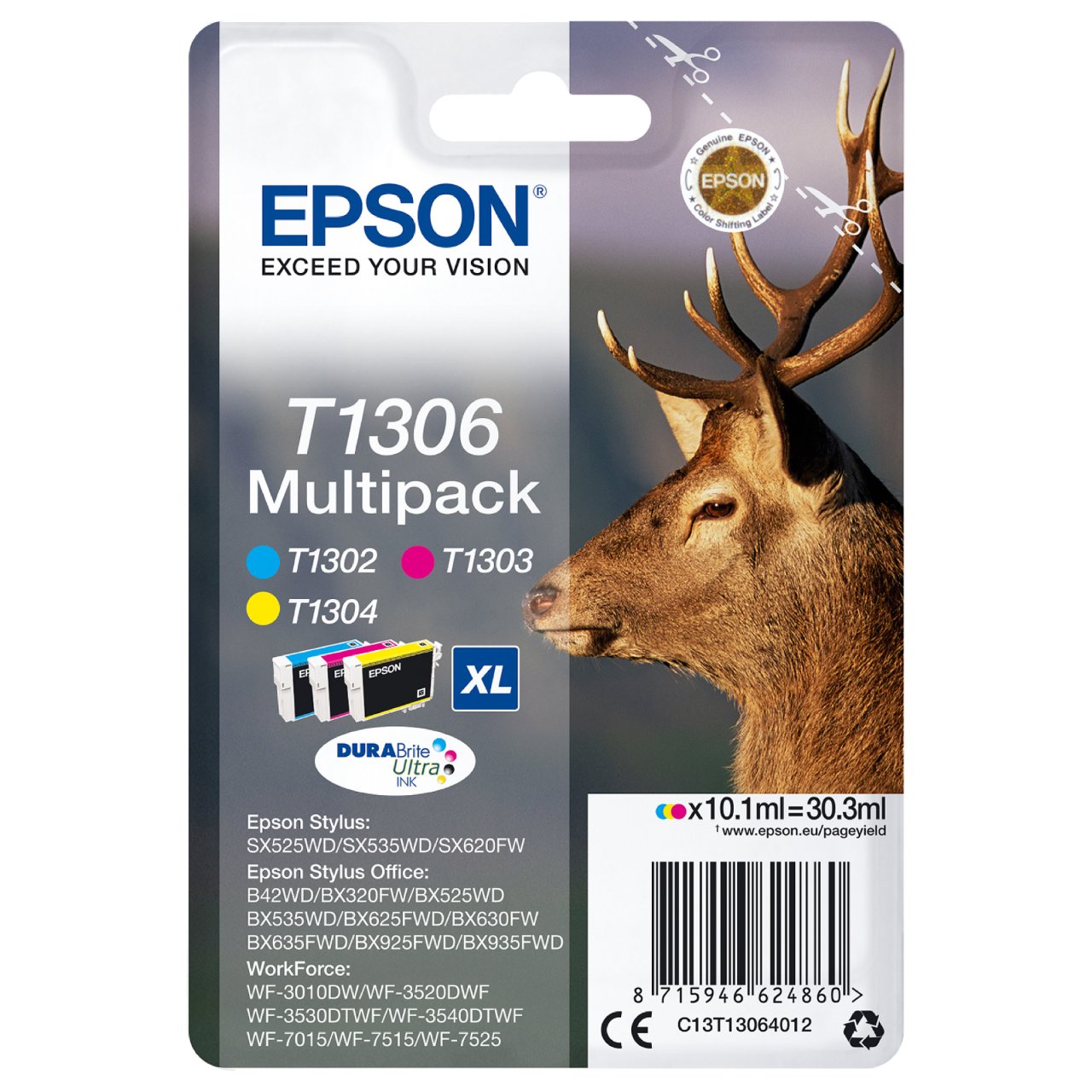 Epson Tinte T1306 C13T13064012 3er Multipack (MCY)
