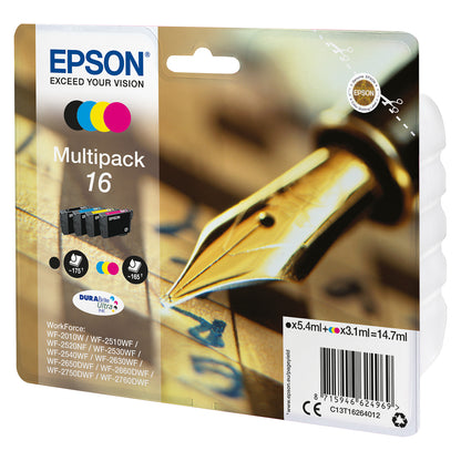 Epson Tinte 16 C13T16264012 4er Multipack (BKMCY) bis zu 165 Seiten