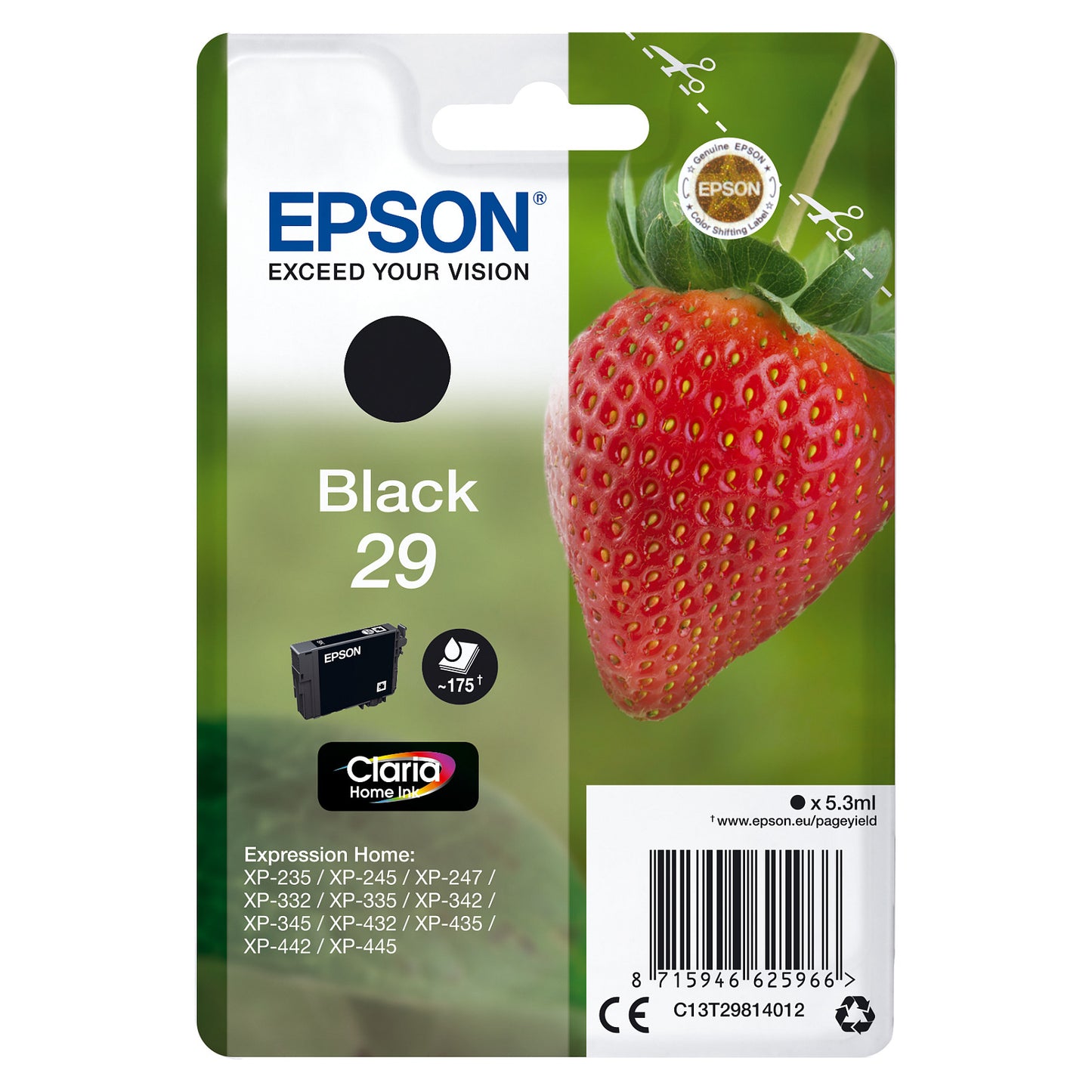 Epson Tinte 29 C13T29814010 Schwarz bis zu 175 Seiten