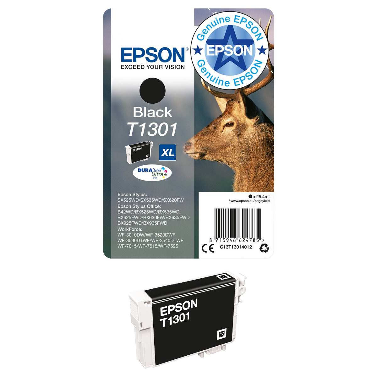 Epson Tinte T1301 C13T13014012 Schwarz bis zu 945 Seiten