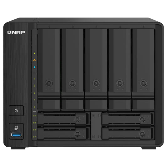 QNAP TS-932PX-4G 9-Bay NAS AL324 4GB DDR4 SODIMM 5x8,89cm 3,5Zoll 4x6,35cm 2,5Zoll drive slots 2x10GbE SFP+ LAN 2x2.5GbE LAN
