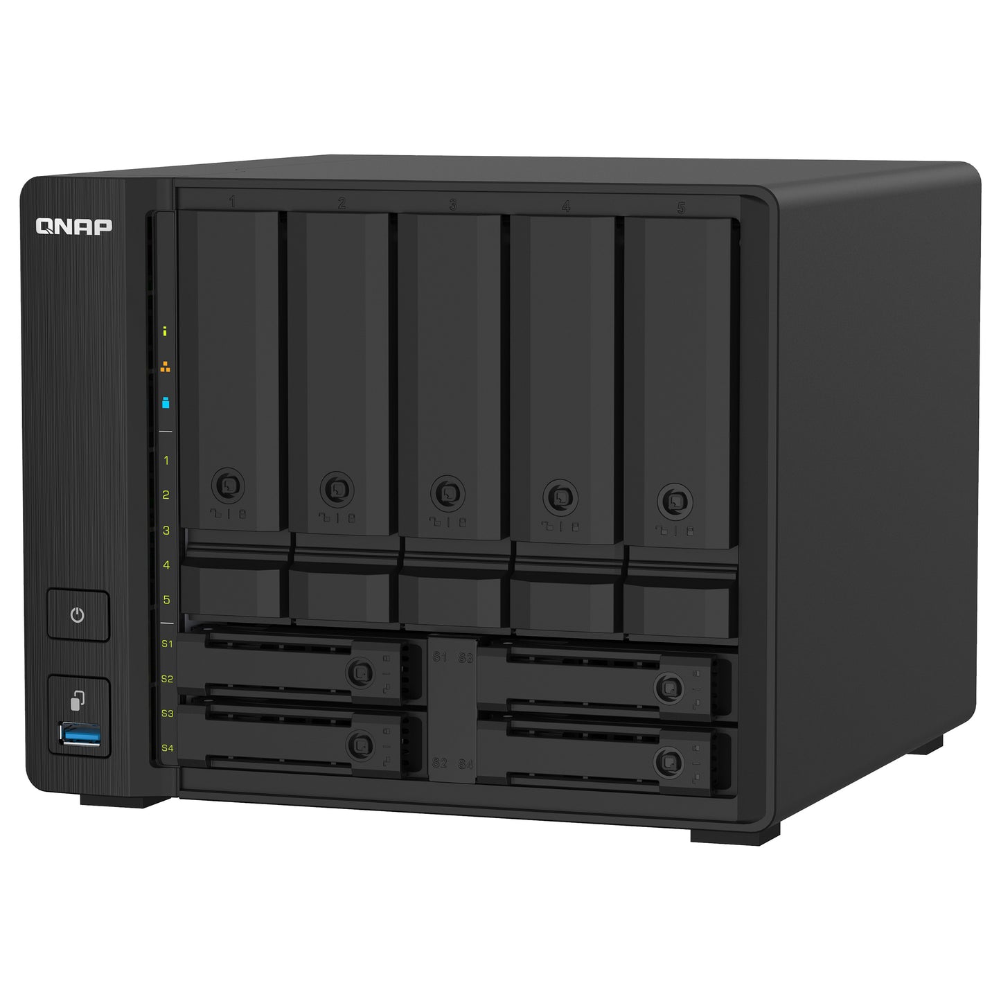 QNAP TS-932PX-4G 9-Bay NAS AL324 4GB DDR4 SODIMM 5x8,89cm 3,5Zoll 4x6,35cm 2,5Zoll drive slots 2x10GbE SFP+ LAN 2x2.5GbE LAN