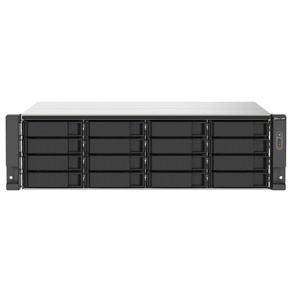 QNAP 16-Bay-Rackmount-NAS AMD Ryzen V1000-Serie V1500B 4C/8T 2,2GHz 16GB DDR4-RAM 2x2,5 GbE LAN optionale 10GbE und M.2