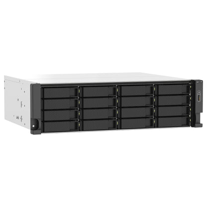 QNAP 16-Bay-Rackmount-NAS AMD Ryzen V1000-Serie V1500B 4C/8T 2,2GHz 16GB DDR4-RAM 2x2,5 GbE LAN optionale 10GbE und M.2