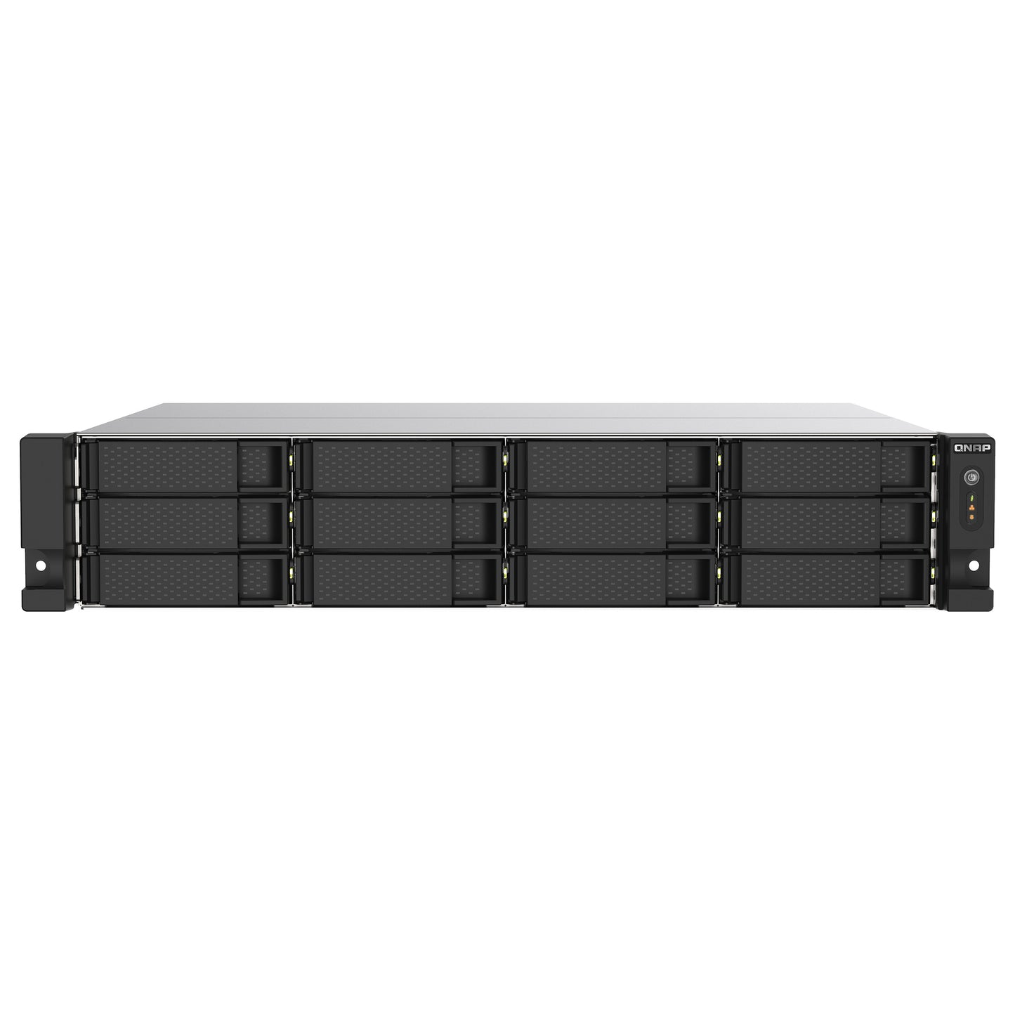 QNAP 12-Bay-Rackmontage-NAS AMD Ryzen V1000 Serie V1500B 4C/8T 2,2GHz 8GB DDR4-RAM 2x2,5 GbE LAN optionale 10GbE und M.2