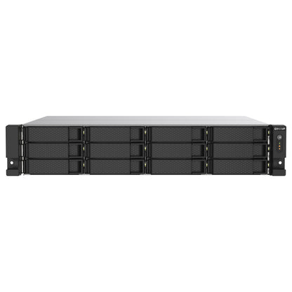 QNAP 12-Bay-Rackmontage-NAS AMD Ryzen V1000 Serie V1500B 4C/8T 2,2GHz 8GB DDR4-RAM 2x2,5 GbE LAN optionale 10GbE und M.2