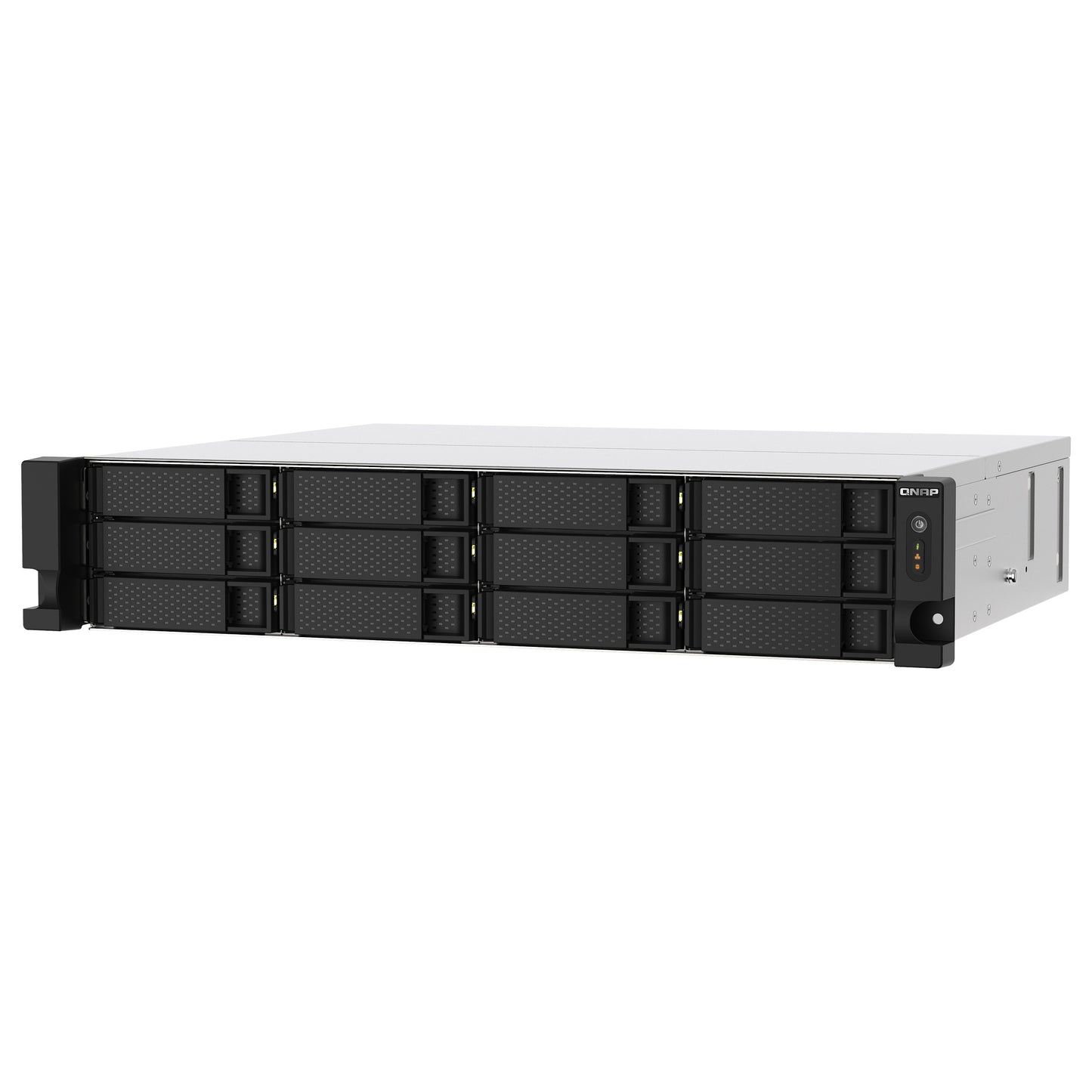 QNAP 12-Bay-Rackmontage-NAS AMD Ryzen V1000 Serie V1500B 4C/8T 2,2GHz 8GB DDR4-RAM 2x2,5 GbE LAN optionale 10GbE und M.2
