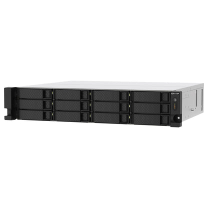 QNAP 12-Bay-Rackmontage-NAS AMD Ryzen V1000 Serie V1500B 4C/8T 2,2GHz 8GB DDR4-RAM 2x2,5 GbE LAN optionale 10GbE und M.2