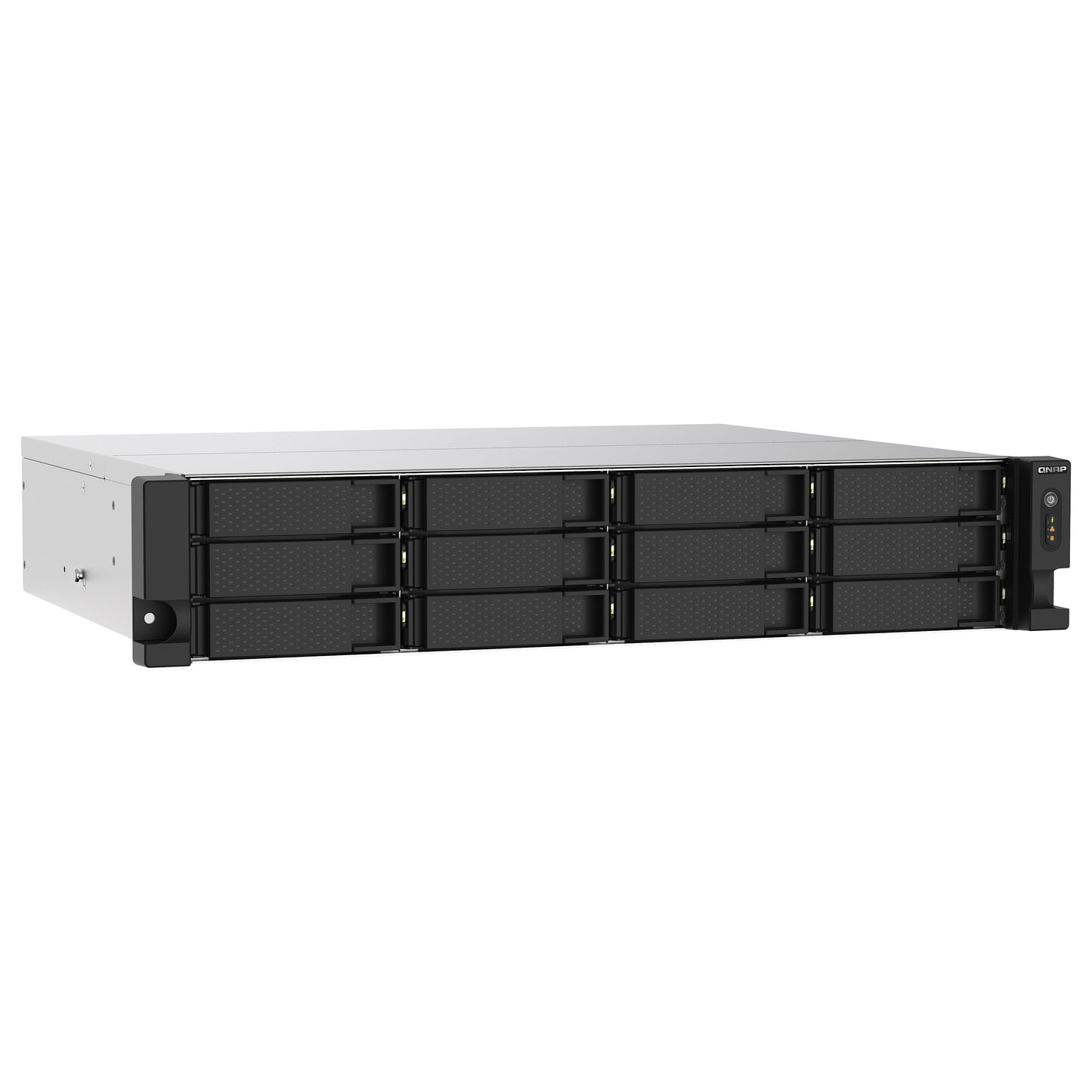 QNAP 12-Bay-Rackmontage-NAS AMD Ryzen V1000 Serie V1500B 4C/8T 2,2GHz 8GB DDR4-RAM 2x2,5 GbE LAN optionale 10GbE und M.2