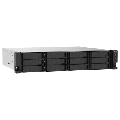 QNAP 12-Bay-Rackmontage-NAS AMD Ryzen V1000 Serie V1500B 4C/8T 2,2GHz 8GB DDR4-RAM 2x2,5 GbE LAN optionale 10GbE und M.2