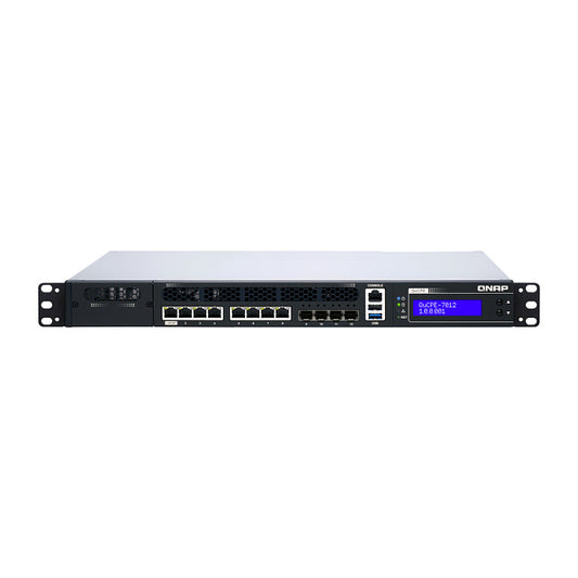 QNAP QuCPE-7012-D2146NT-32G Intel Xeon D-2146NT 8x2.5GbE RJ45 ports and 4x10GbE SFP+ ports 1x network module 1x PCIe Gen3 x8