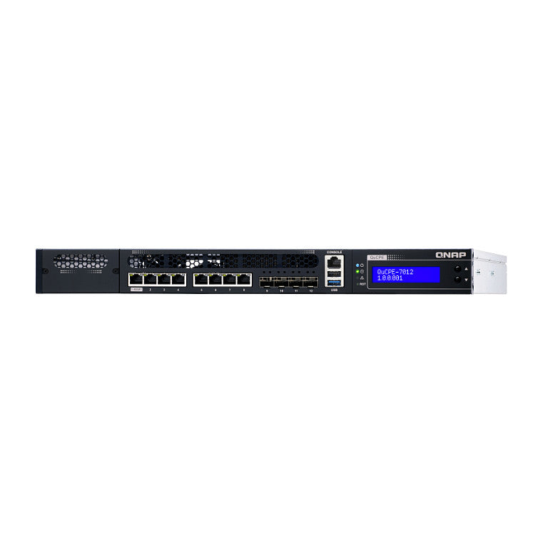QNAP QuCPE-7012-D2146NT-32G Intel Xeon D-2146NT 8x2.5GbE RJ45 ports and 4x10GbE SFP+ ports 1x network module 1x PCIe Gen3 x8