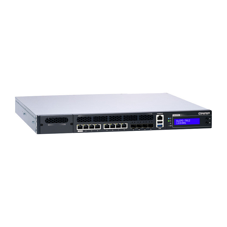 QNAP QuCPE-7012-D2146NT-32G Intel Xeon D-2146NT 8x2.5GbE RJ45 ports and 4x10GbE SFP+ ports 1x network module 1x PCIe Gen3 x8