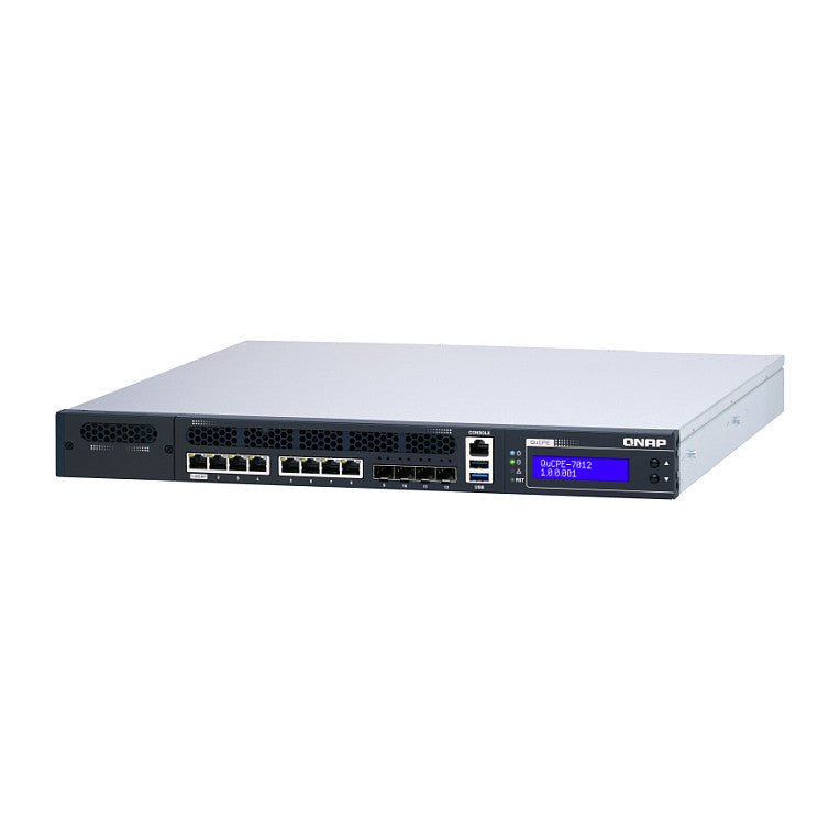 QNAP QuCPE-7012-D2146NT-32G Intel Xeon D-2146NT 8x2.5GbE RJ45 ports and 4x10GbE SFP+ ports 1x network module 1x PCIe Gen3 x8