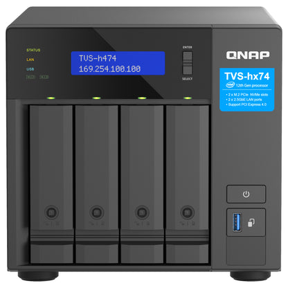 QNAP TVS-H474-PT-8G 4-bay QuTS hero NAS Intel Pentium Gold G7400 up to 3,7GHz 8GB SO-DIMM