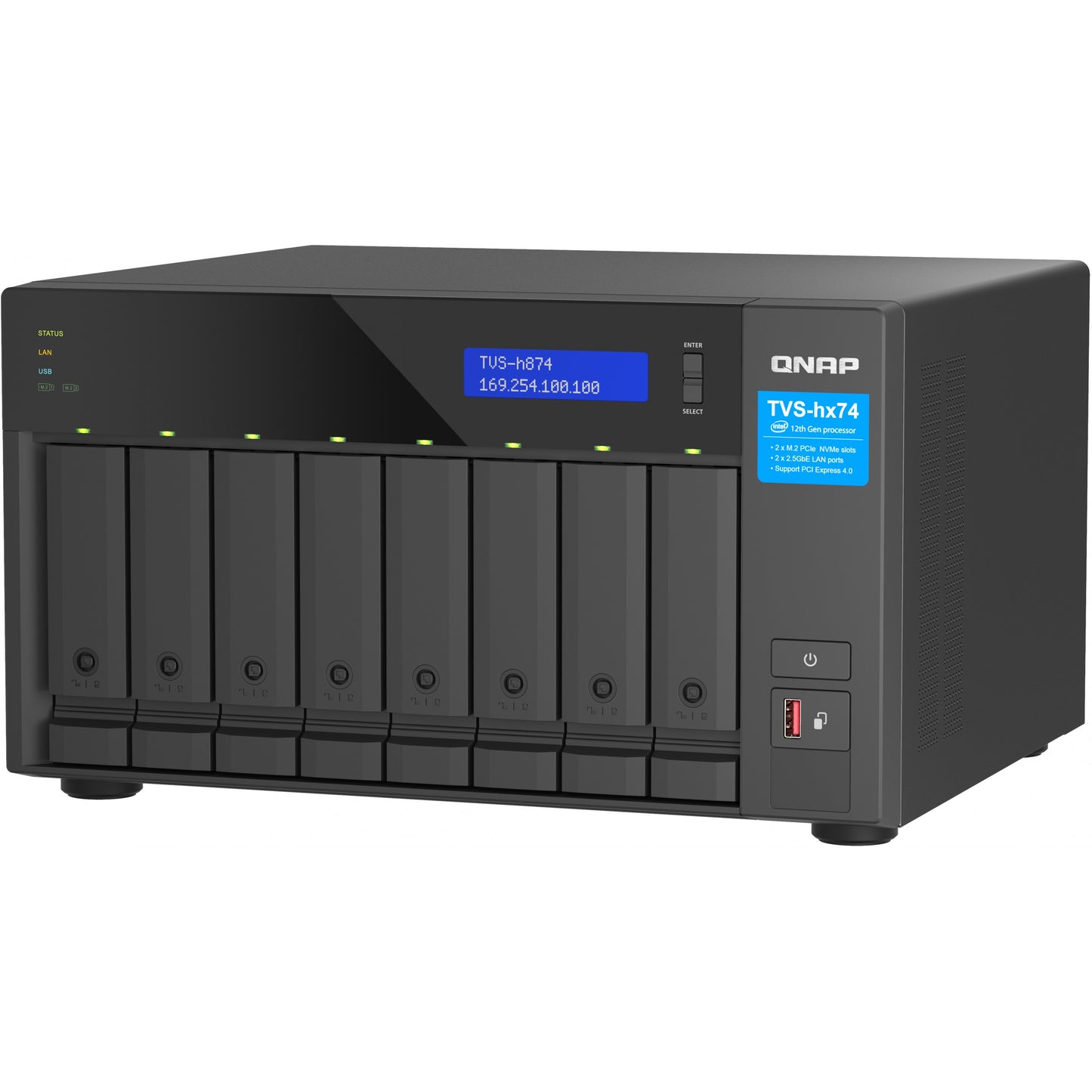 QNAP TVS-H874-I5-32G 8-bay QuTS hero NAS Intel Core i5-12400 6-core/12-thread up to 4.6GHz 32GB SO-DIMM