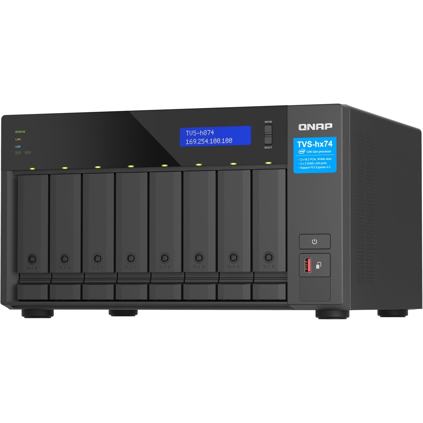 QNAP TVS-H874-I5-32G 8-bay QuTS hero NAS Intel Core i5-12400 6-core/12-thread up to 4.6GHz 32GB SO-DIMM