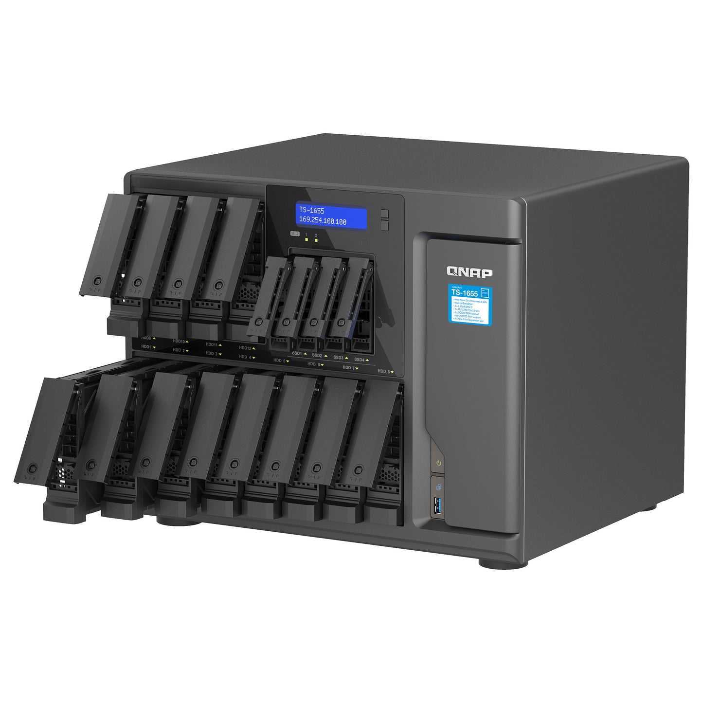 QNAP TS-1655-8G 16-Bay NAS Intel Atom C5125 8-core/8-thread 2.8GHz processor