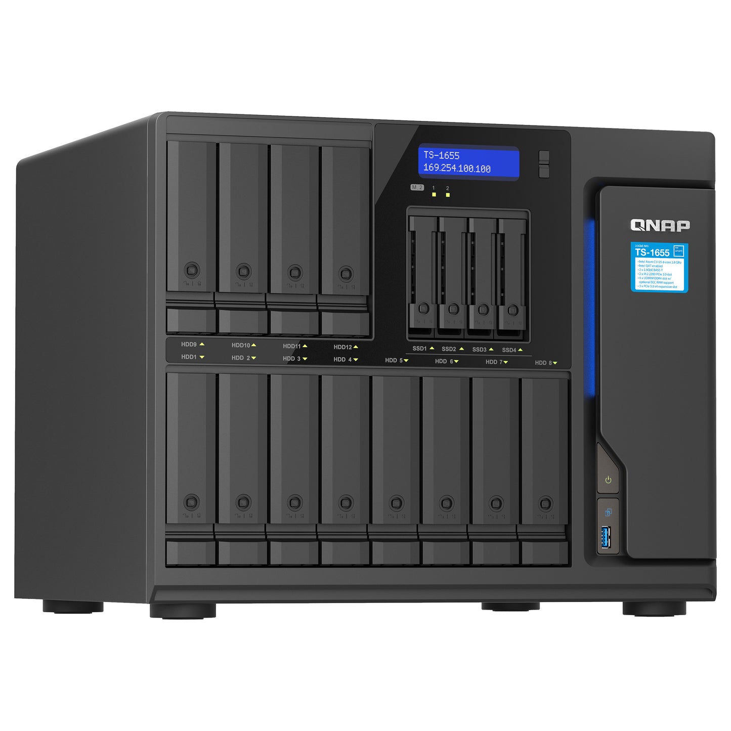 QNAP TS-1655-8G 16-Bay NAS Intel Atom C5125 8-core/8-thread 2.8GHz processor