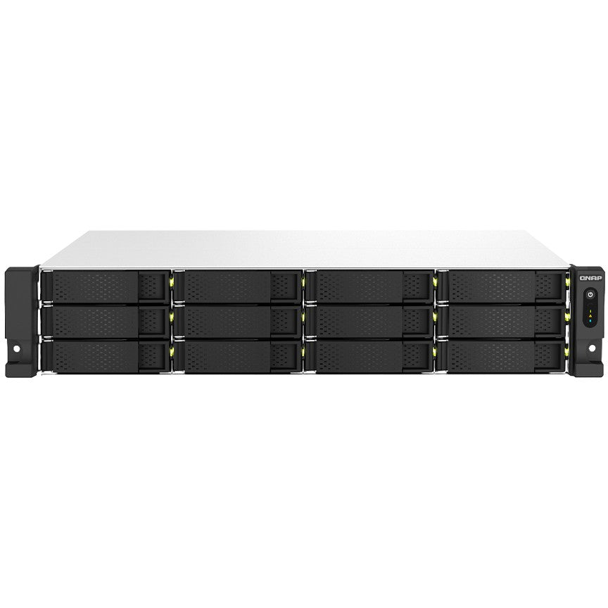 QNAP TS-1264U-RP-8G 2U 12-Bay rackmount NAS Intel Celeron N5095 quad-core 8GB onboard not expandable 12x3.5/2.5 SATA 2x300W r PSU