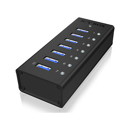 HUB 7Port. Verfügt über 7x USB 3.0 Anschlüsse für Laufwerke ICY BOX
