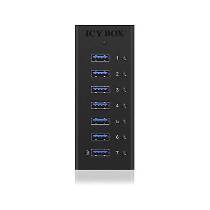 HUB 7Port. Verfügt über 7x USB 3.0 Anschlüsse für Laufwerke ICY BOX