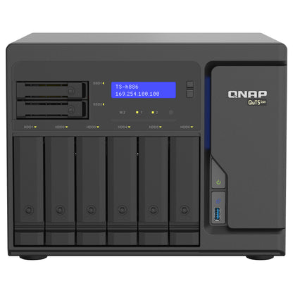 QNAP TS-h886-D1602-8G-BRO 8-Bay QuTS hero NAS Intel Xeon D1602 built-in 2 M.2 NVMe Gen3 port SATA 8GB RAM + 5 Year Warranty