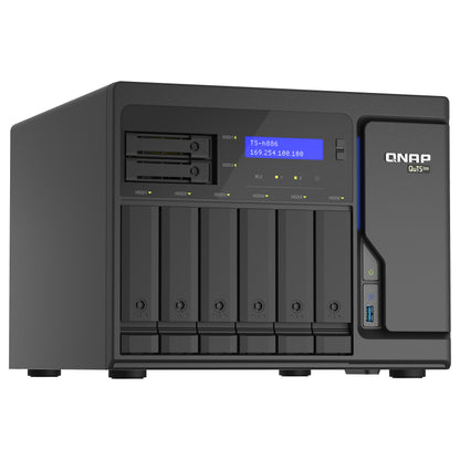 QNAP TS-h886-D1602-8G-BRO 8-Bay QuTS hero NAS Intel Xeon D1602 built-in 2 M.2 NVMe Gen3 port SATA 8GB RAM + 5 Year Warranty