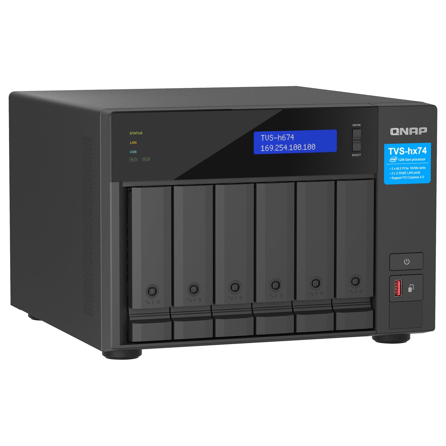 QNAP TVS-h674T-i5-32G 6-Bay NAS Intel Core i5-12400 6-core/12-thread up to 4.4GHz