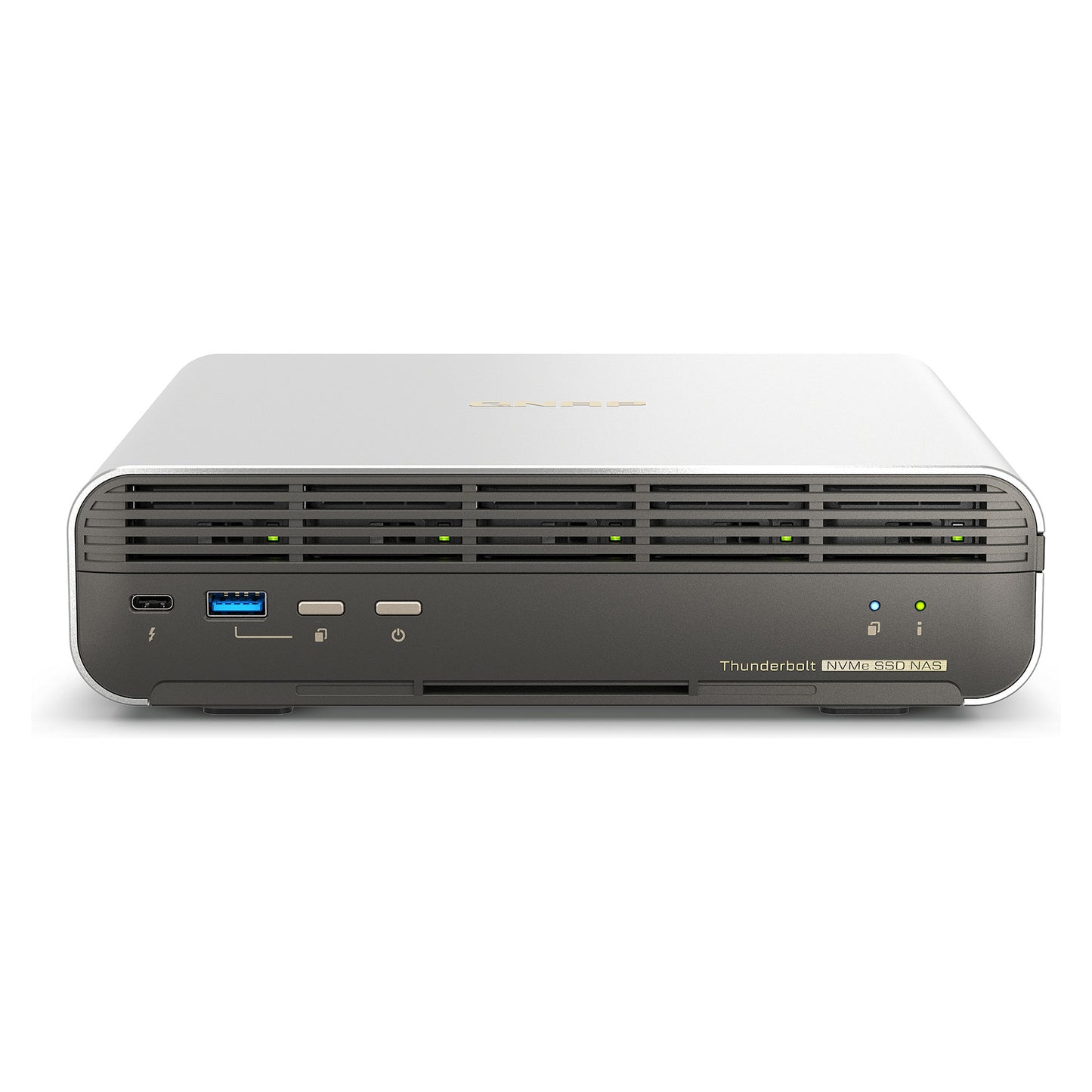QNAP TBS-h574TX-i3-12G 5-bay All-Flash NASbook Intel Core i3-1320PE 8C/12T up to 4.50GHz onboard 12GB RAM not expandable