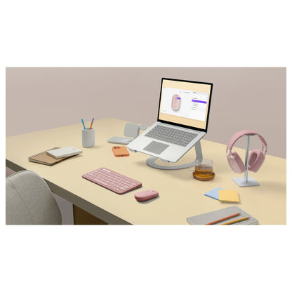 Logitech Pebble Mouse 2 M350s Mouse optical 3 buttons wireless Bluetooth 5.2 LE tonal rose