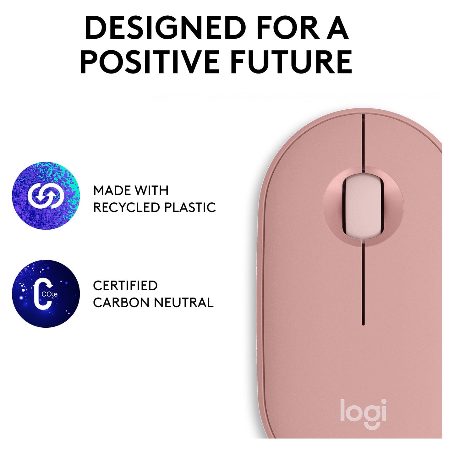Logitech Pebble Mouse 2 M350s Mouse optical 3 buttons wireless Bluetooth 5.2 LE tonal rose
