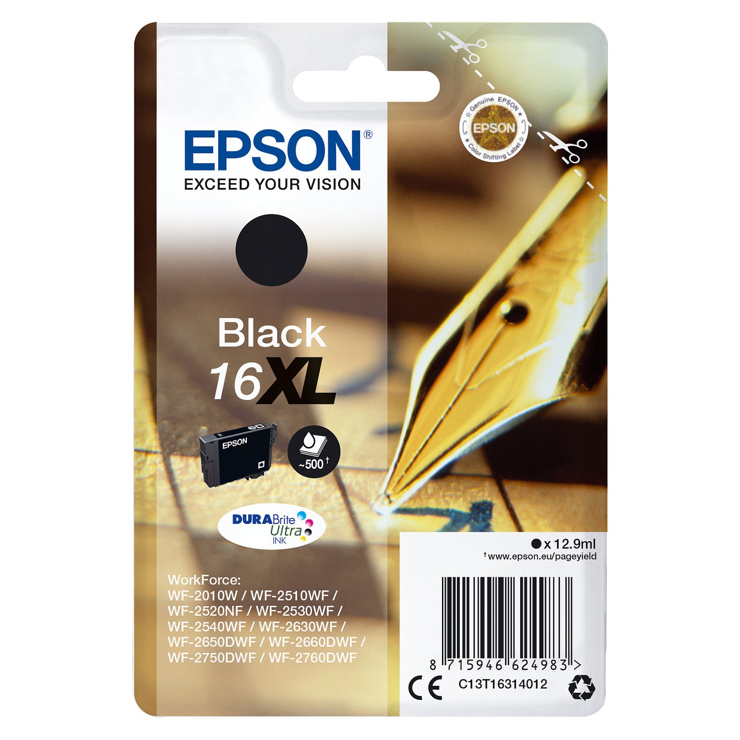 Epson Tinte 16XL C13T16314012 Schwarz bis zu 500 Seiten