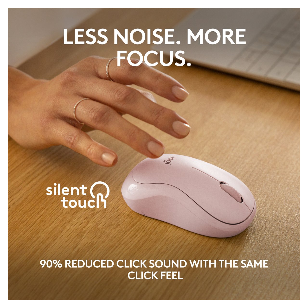 Logitech M240 Silent Mouse right and left-handed optical 3 buttons wireless Bluetooth rose