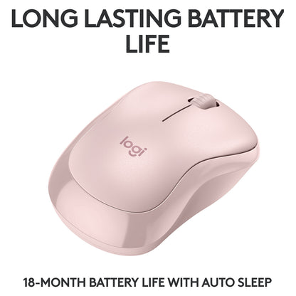 Logitech M240 Silent Mouse right and left-handed optical 3 buttons wireless Bluetooth rose